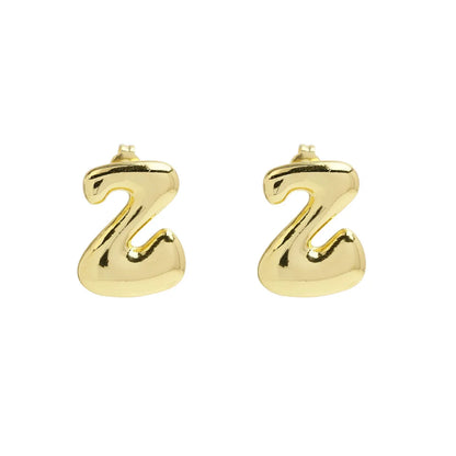 1 Pair Simple Style Letter Plating Copper 18K Gold Plated Ear Studs