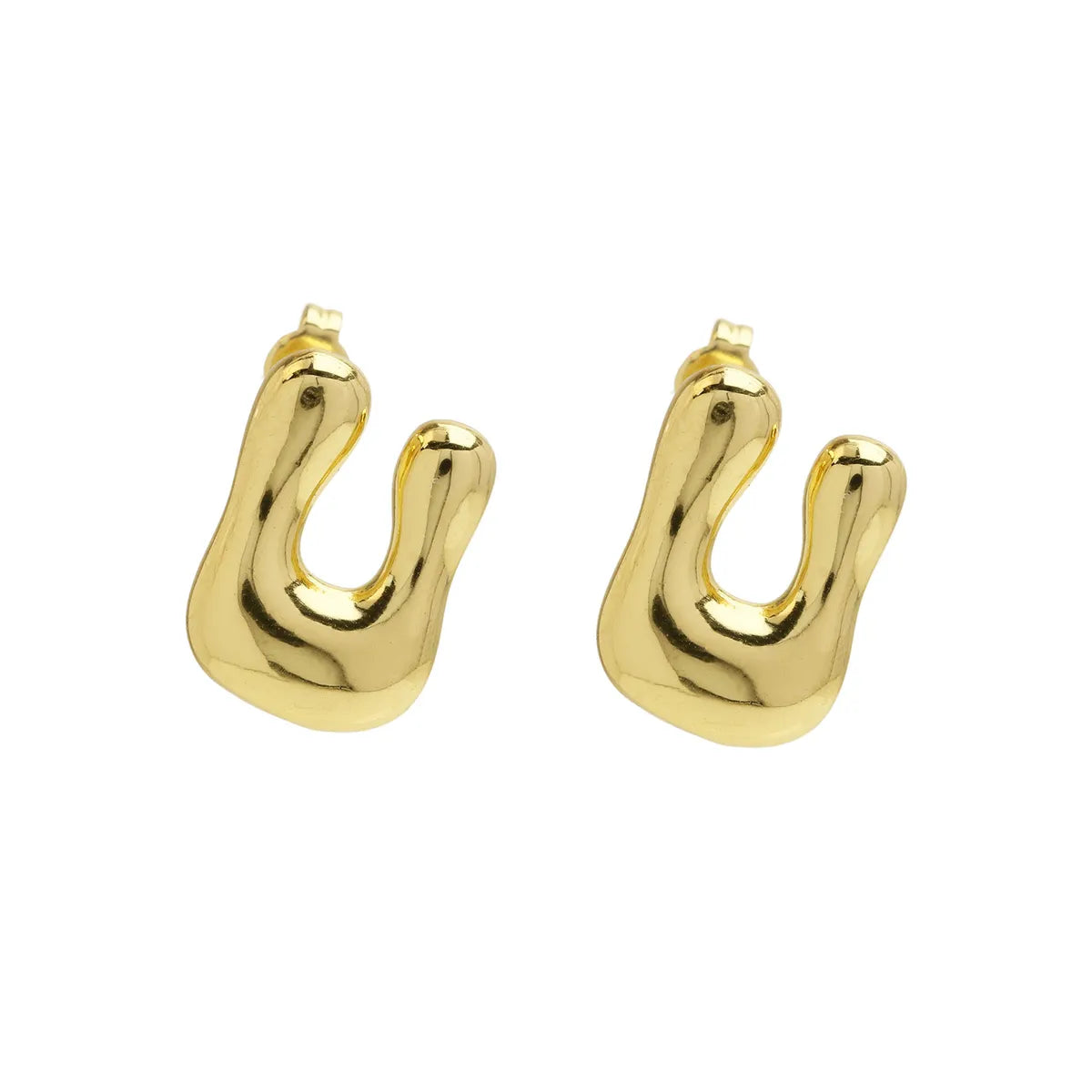 1 Pair Simple Style Letter Plating Copper 18K Gold Plated Ear Studs