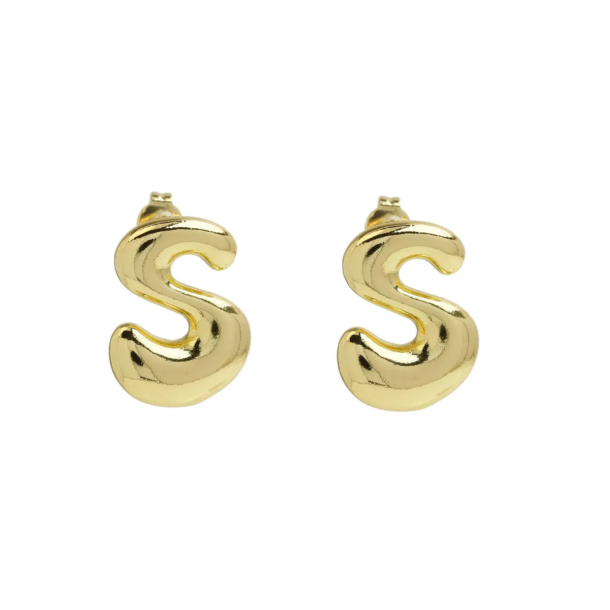 1 Pair Simple Style Letter Plating Copper 18K Gold Plated Ear Studs