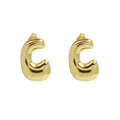 1 Pair Simple Style Letter Plating Copper 18K Gold Plated Ear Studs