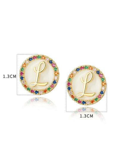 1 Pair Simple Style Letter Plating Inlay Copper Zircon 18k Gold Plated Ear Studs