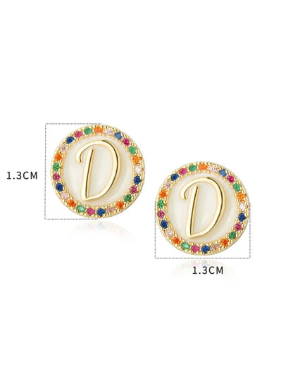 1 Pair Simple Style Letter Plating Inlay Copper Zircon 18k Gold Plated Ear Studs