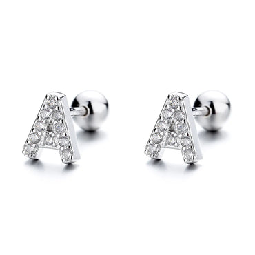 1 Pair Simple Style Letter Plating Inlay Sterling Silver Zircon Ear Studs