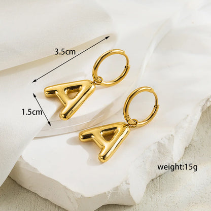 1 Pair Simple Style Letter Plating Pleated 304 Stainless Steel 18K Gold Plated Drop Earrings