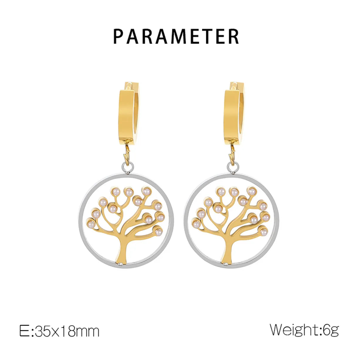 1 Pair Simple Style Life Tree Snake Plating Inlay Titanium Steel Artificial Pearls Rhinestones Drop Earrings