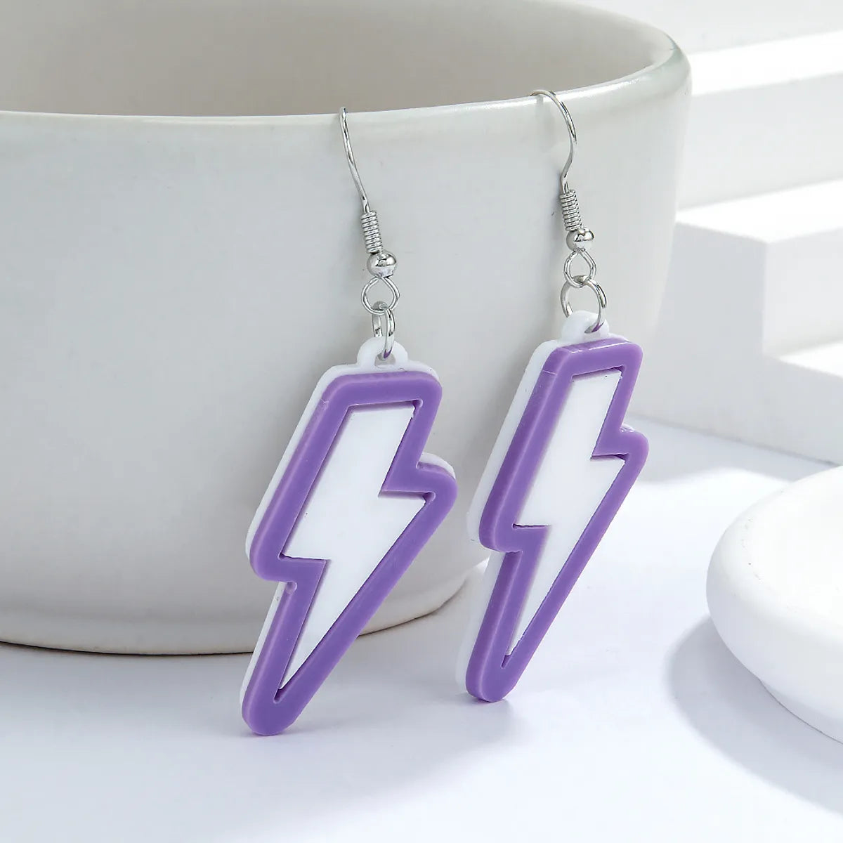 1 Pair Simple Style Lightning Arylic Drop Earrings