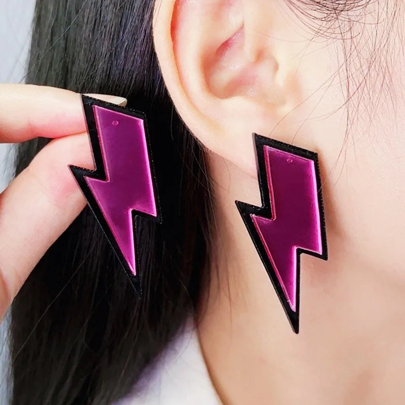 1 Pair Simple Style Lightning Arylic Ear Studs