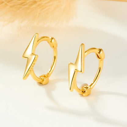 1 Pair Simple Style Lightning Plating Sterling Silver White Gold Plated Gold Plated Earrings