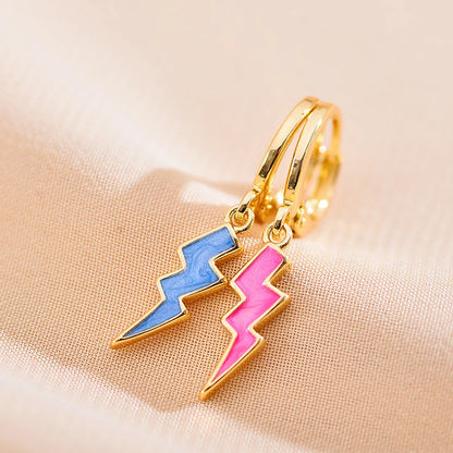 1 Pair Simple Style Lightning Stainless Steel Enamel Drop Earrings