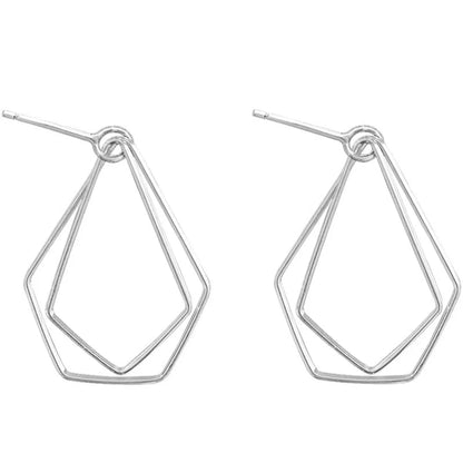 1 Pair Simple Style Lines Copper Plating Hollow Out Drop Earrings