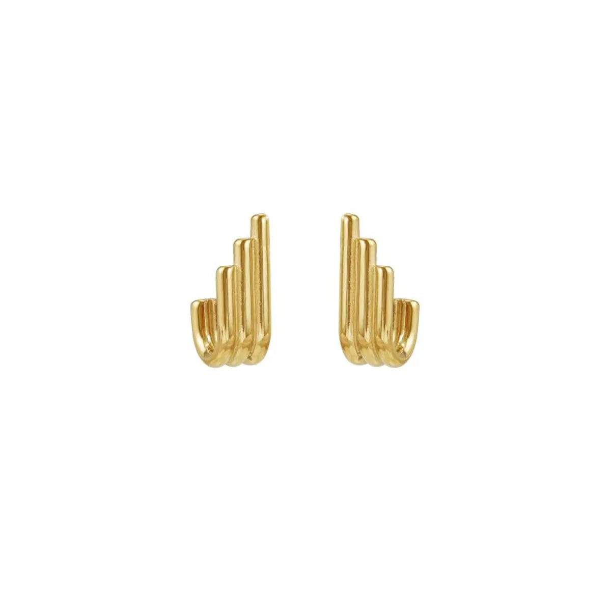 1 Pair Simple Style Lines Plating Stainless Steel 18k Gold Plated Ear Studs