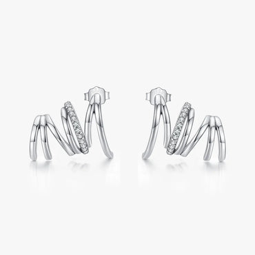 1 Pair Simple Style Lines Sterling Silver Plating Inlay Zircon Silver Plated Ear Studs