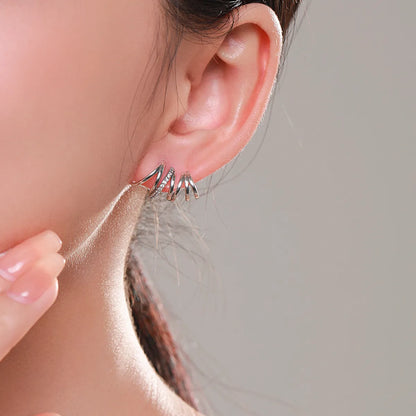 1 Pair Simple Style Lines Sterling Silver Plating Inlay Zircon Silver Plated Ear Studs