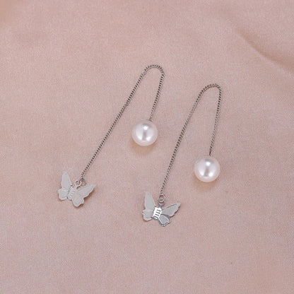 1 Pair Simple Style Moon Alloy Plating Inlay Artificial Pearls Rhinestones Women'S Drop Earrings