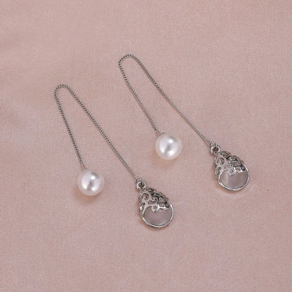 1 Pair Simple Style Moon Alloy Plating Inlay Artificial Pearls Rhinestones Women'S Drop Earrings