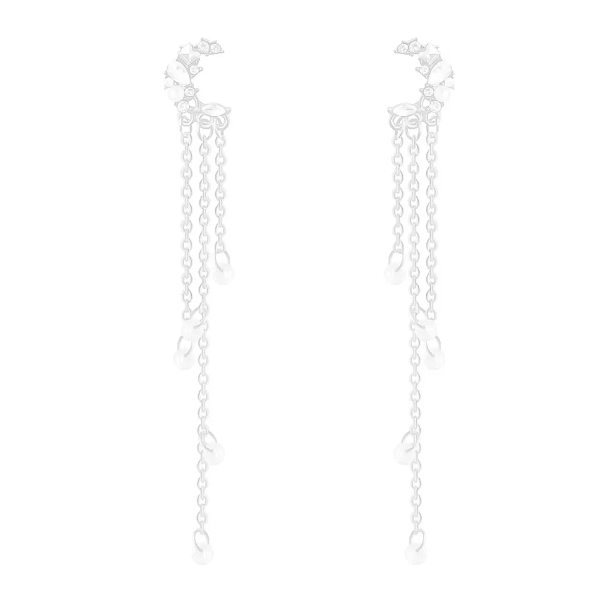 1 Pair Simple Style Moon Plating Inlay Alloy Artificial Pearls Artificial Diamond Drop Earrings