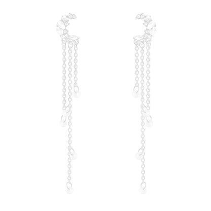 1 Pair Simple Style Moon Plating Inlay Alloy Artificial Pearls Artificial Diamond Drop Earrings