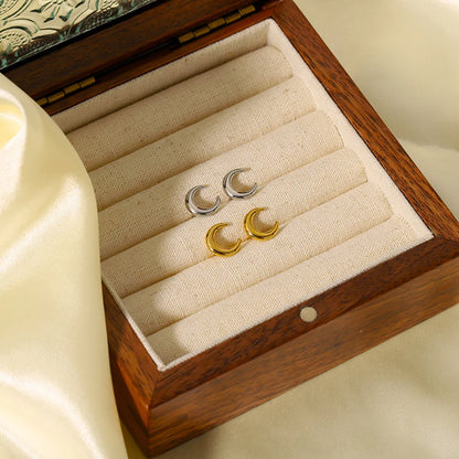 1 Pair Simple Style Moon Plating Stainless Steel 18k Gold Plated Ear Studs