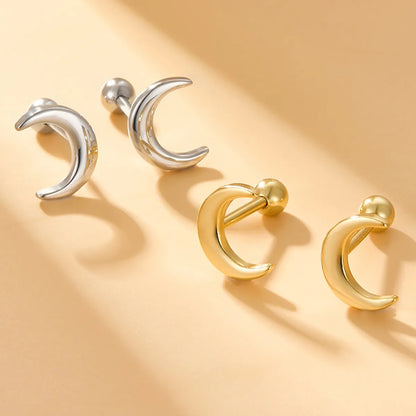 1 Pair Simple Style Moon Plating Sterling Silver 18k Gold Plated White Gold Plated Ear Studs