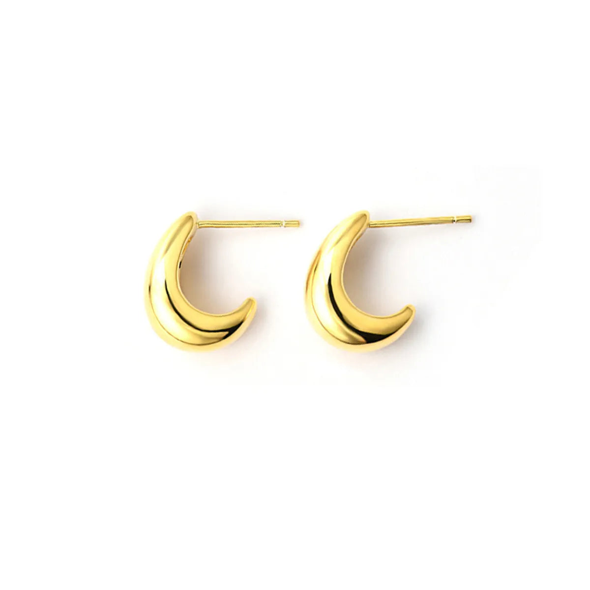 1 Pair Simple Style Moon Stainless Steel Ear Studs