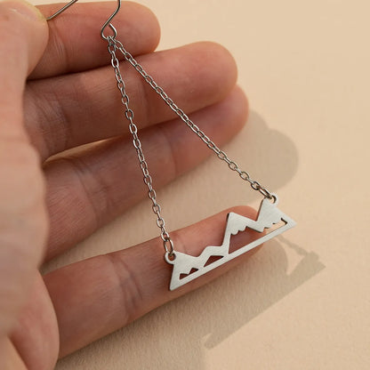 1 Pair Simple Style Mountain Plating Stainless Steel Drop Earrings