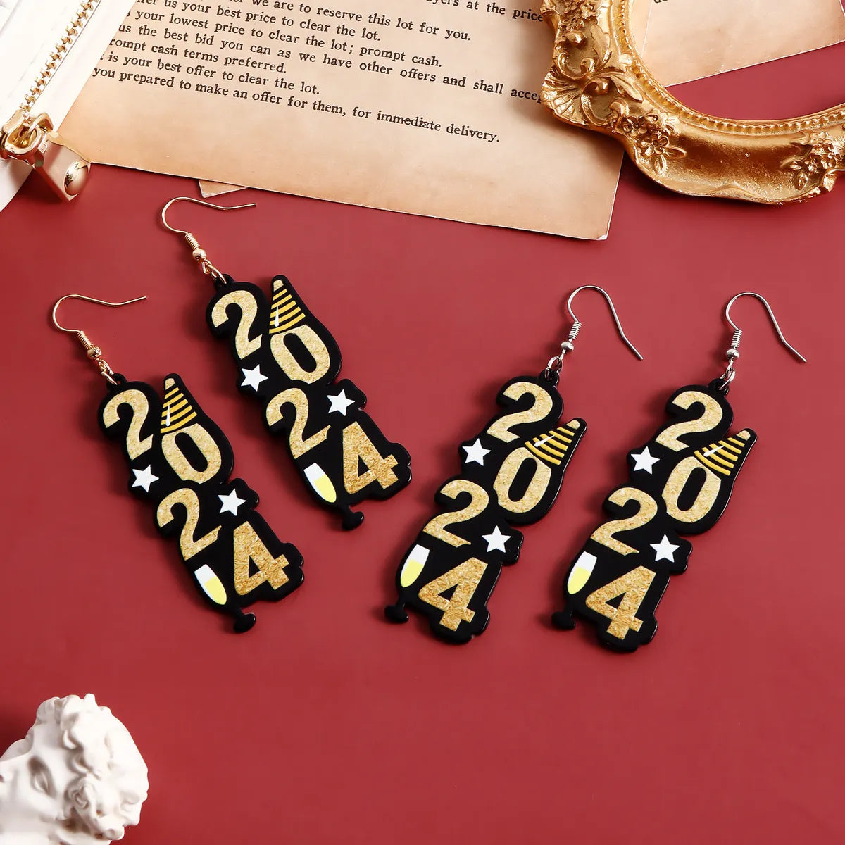 1 Pair Simple Style Number Arylic Drop Earrings