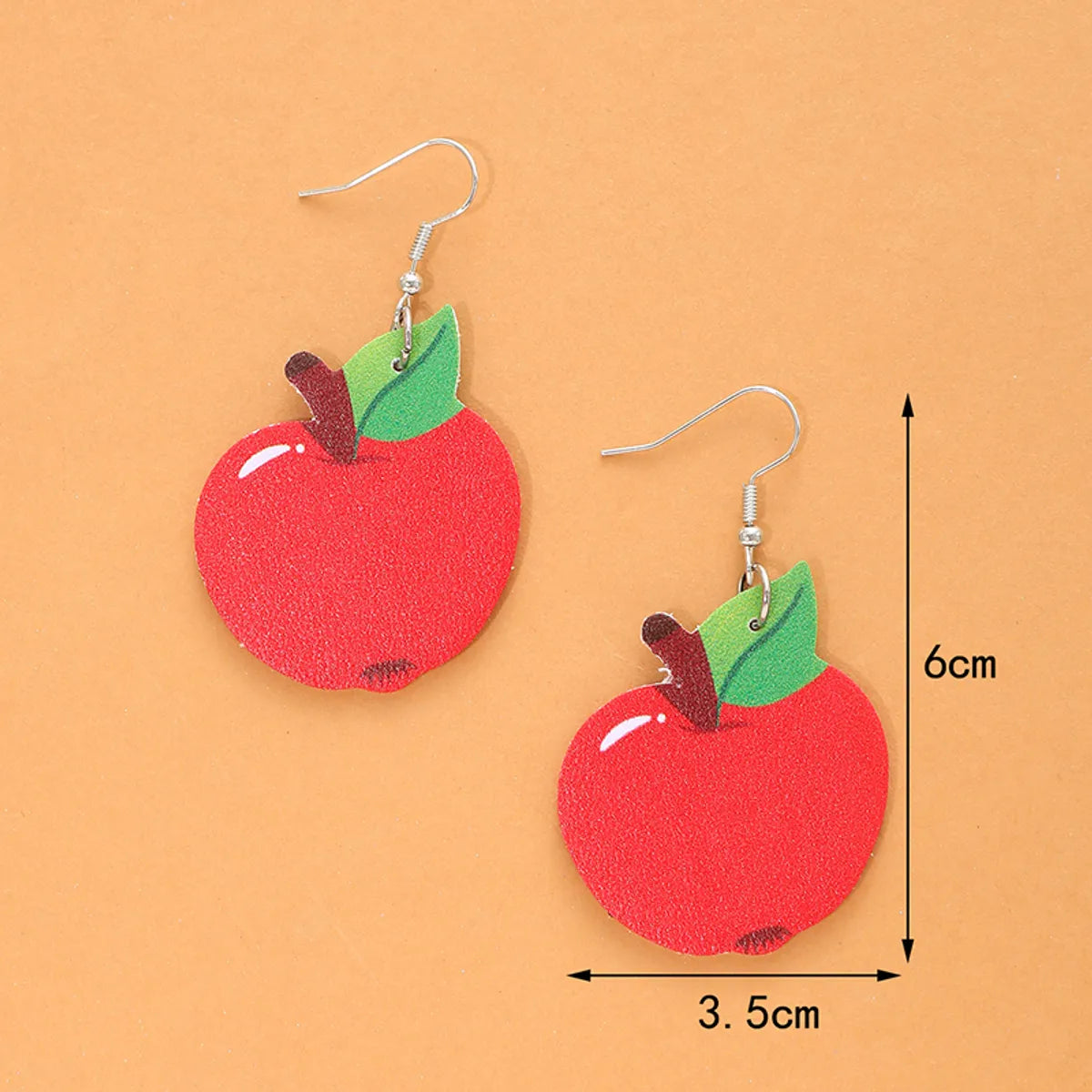 1 Pair Simple Style Number Heart Shape Apple Pu Leather Drop Earrings