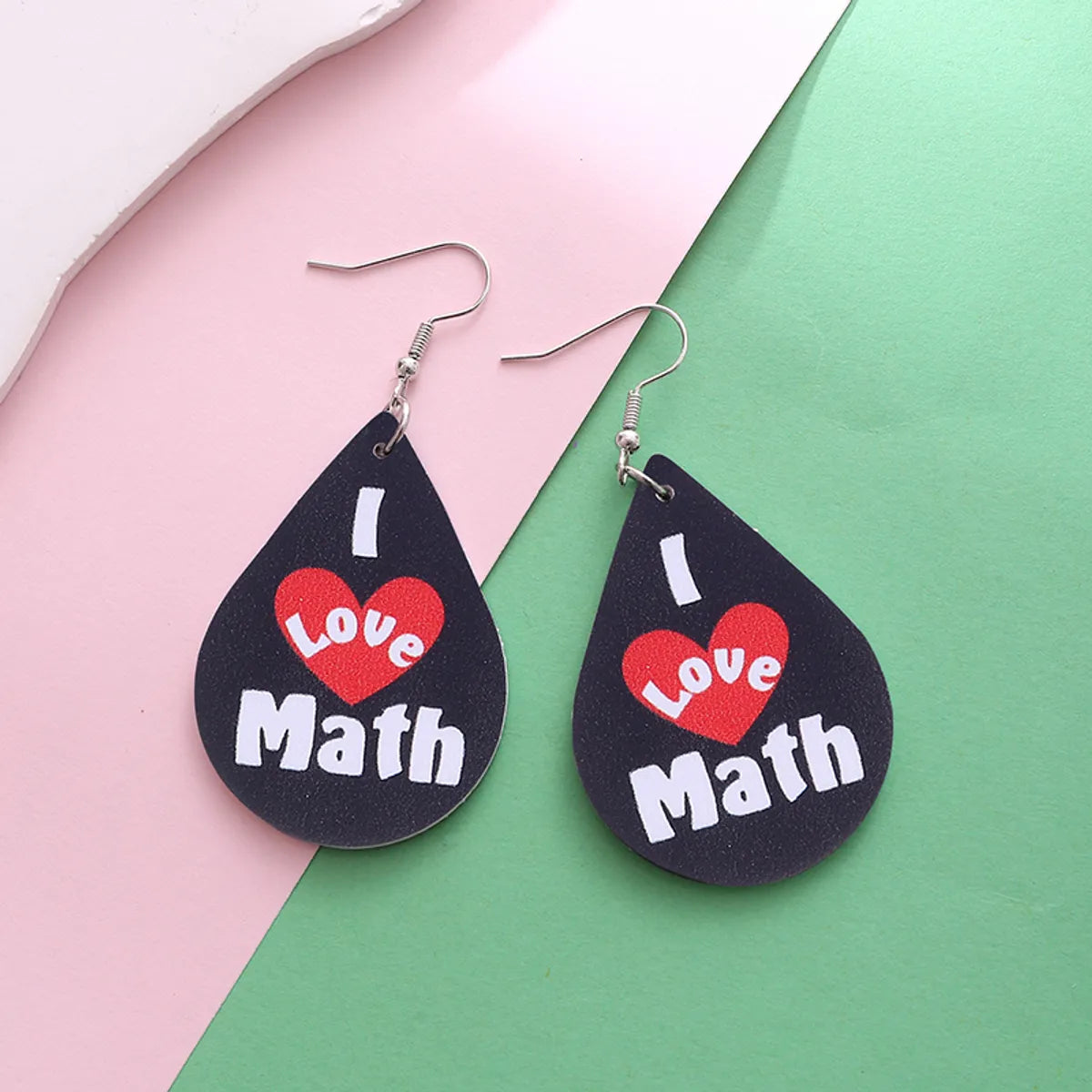 1 Pair Simple Style Number Heart Shape Apple Pu Leather Drop Earrings