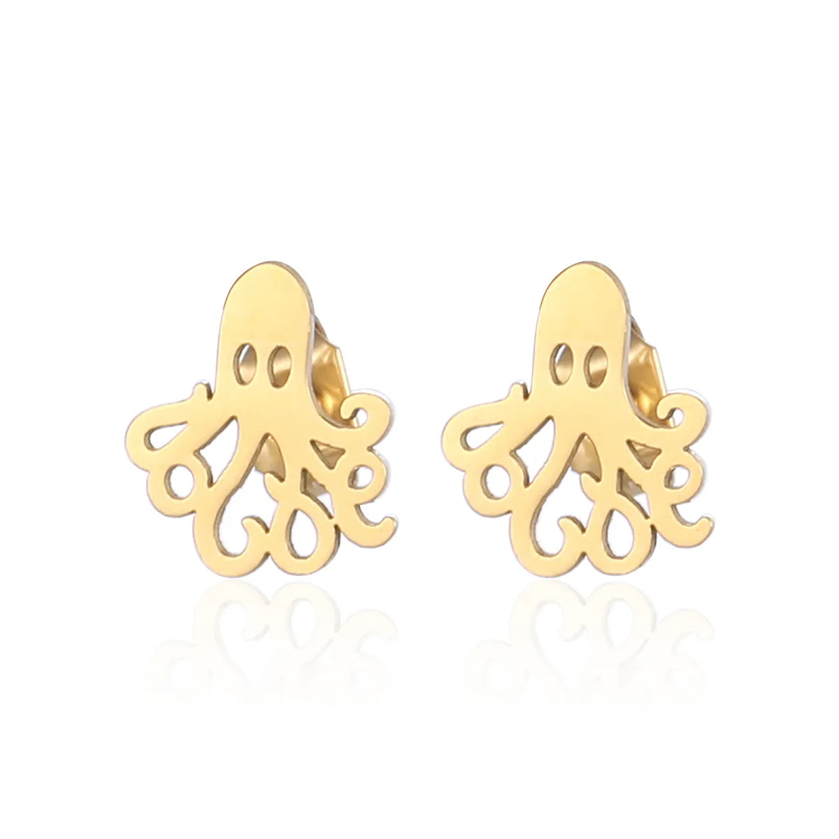 1 Pair Simple Style Octopus Polishing Plating Stainless Steel 18k Gold Plated Ear Studs