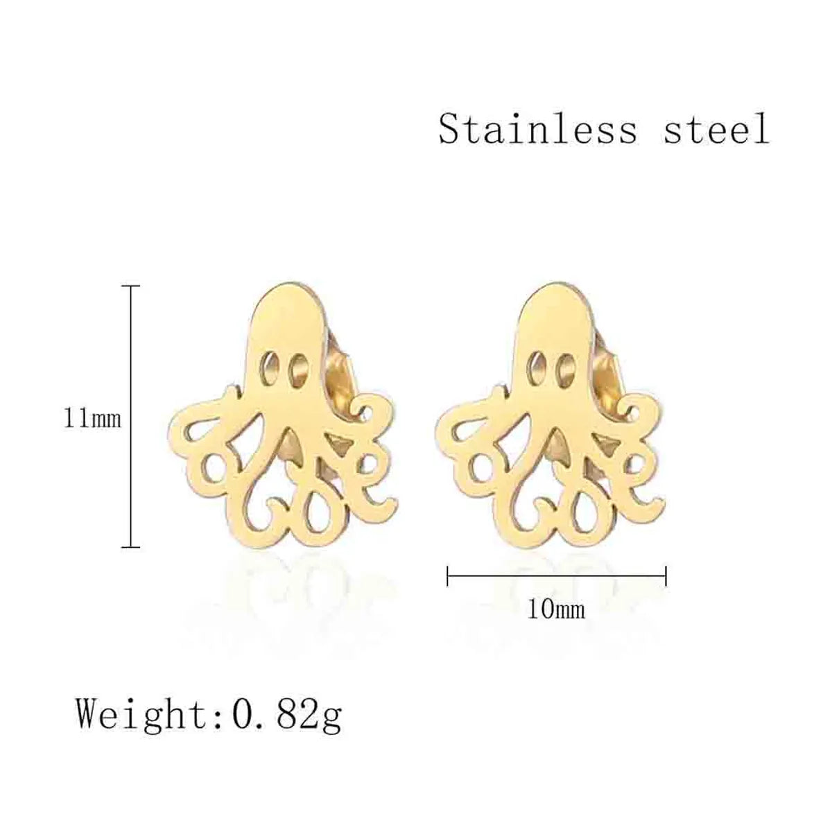 1 Pair Simple Style Octopus Polishing Plating Stainless Steel 18k Gold Plated Ear Studs