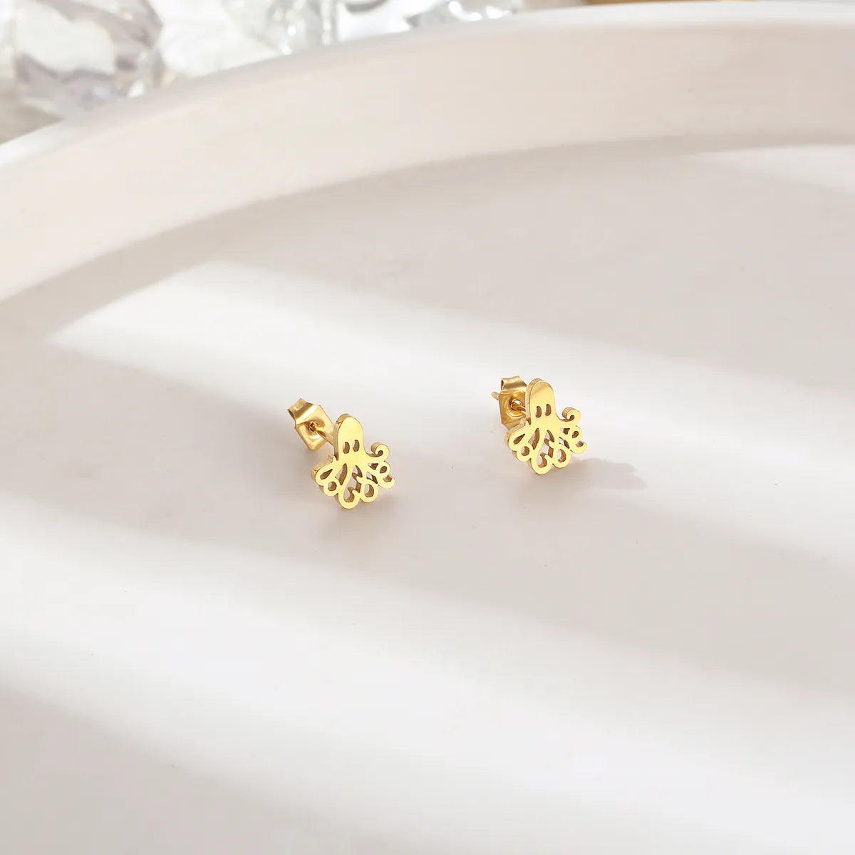 1 Pair Simple Style Octopus Polishing Plating Stainless Steel 18k Gold Plated Ear Studs