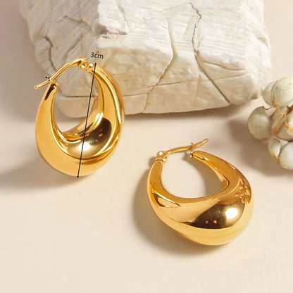 1 Pair Simple Style Oval 304 Stainless Steel 18K Gold Plated Earrings