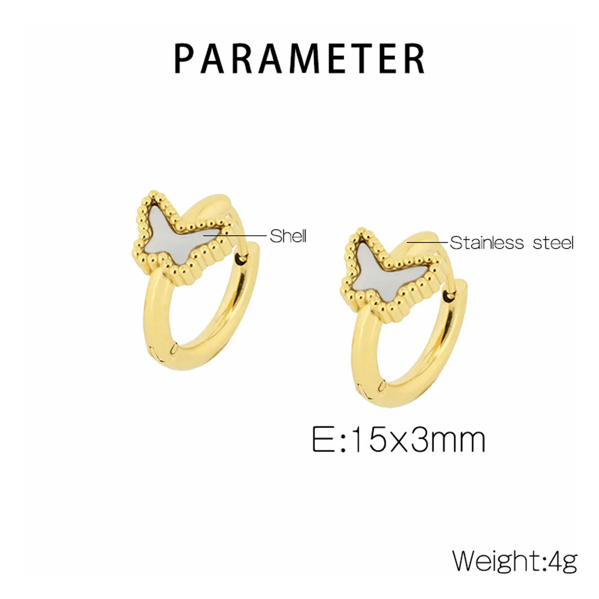 1 Pair Simple Style Oval Butterfly Rectangle Plating Inlay Titanium Steel Zircon 18K Gold Plated Hoop Earrings