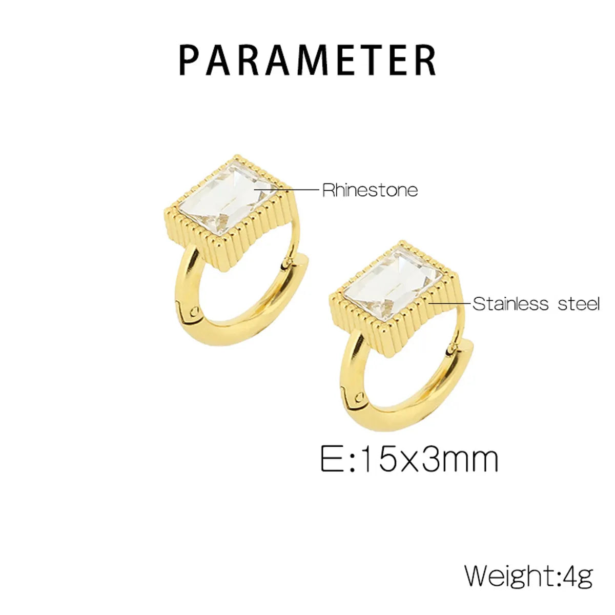 1 Pair Simple Style Oval Butterfly Rectangle Plating Inlay Titanium Steel Zircon 18K Gold Plated Hoop Earrings