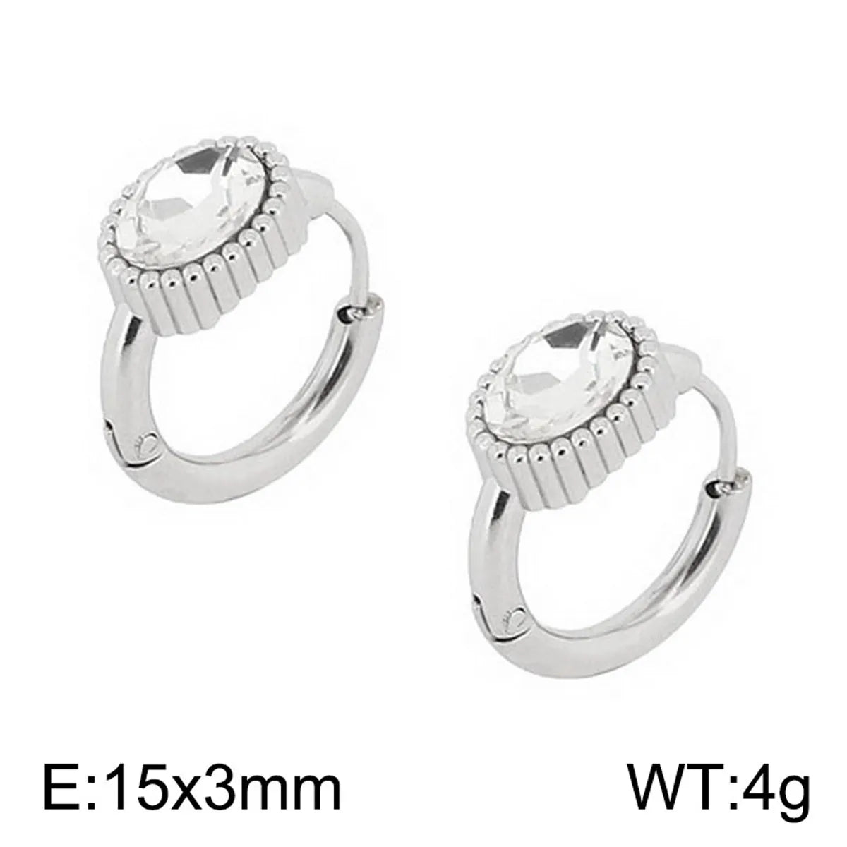 1 Pair Simple Style Oval Carving Titanium Steel Hoop Earrings