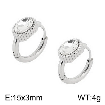 1 Pair Simple Style Oval Carving Titanium Steel Hoop Earrings