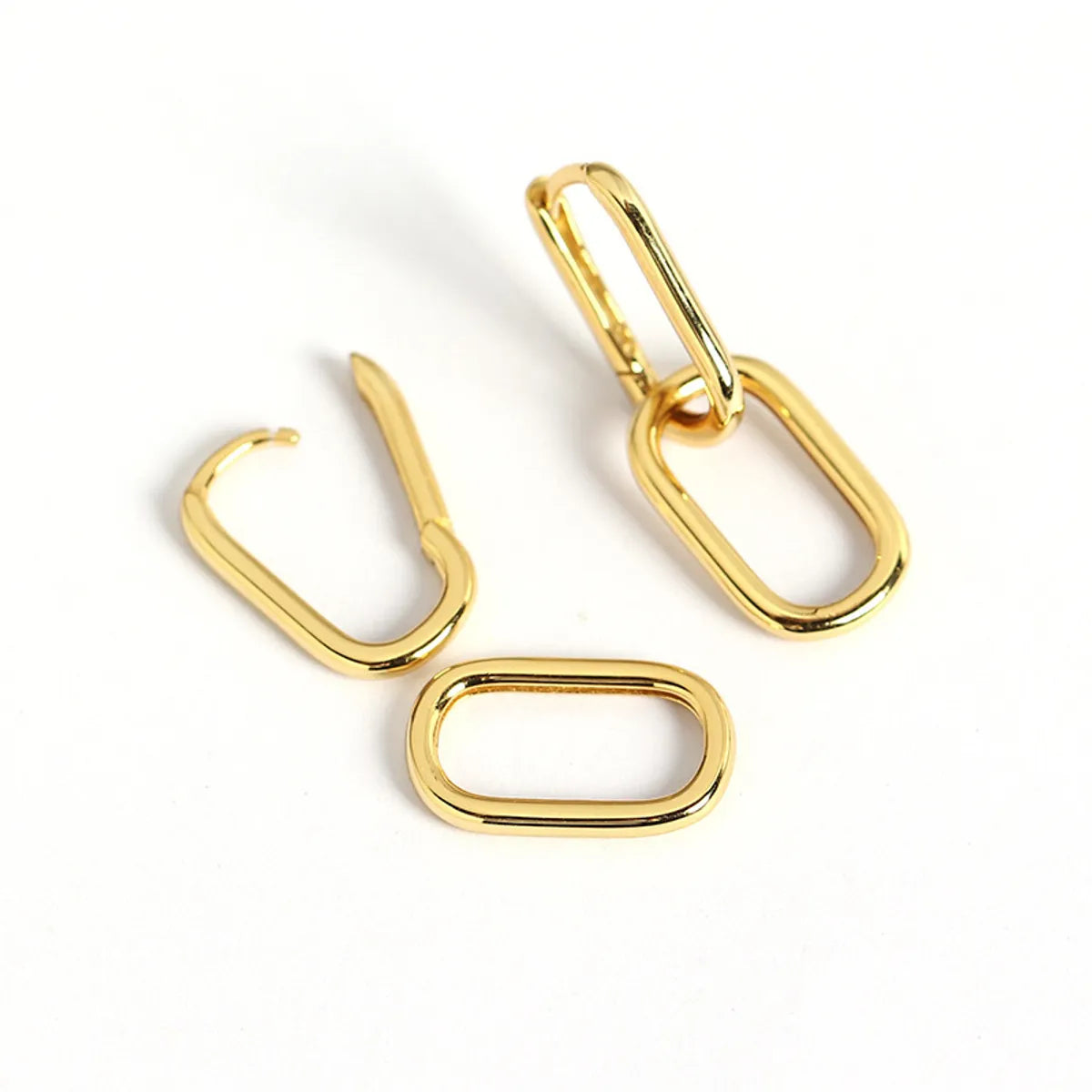 1 Pair Simple Style Oval Copper Plating 18k Gold Plated Drop Earrings