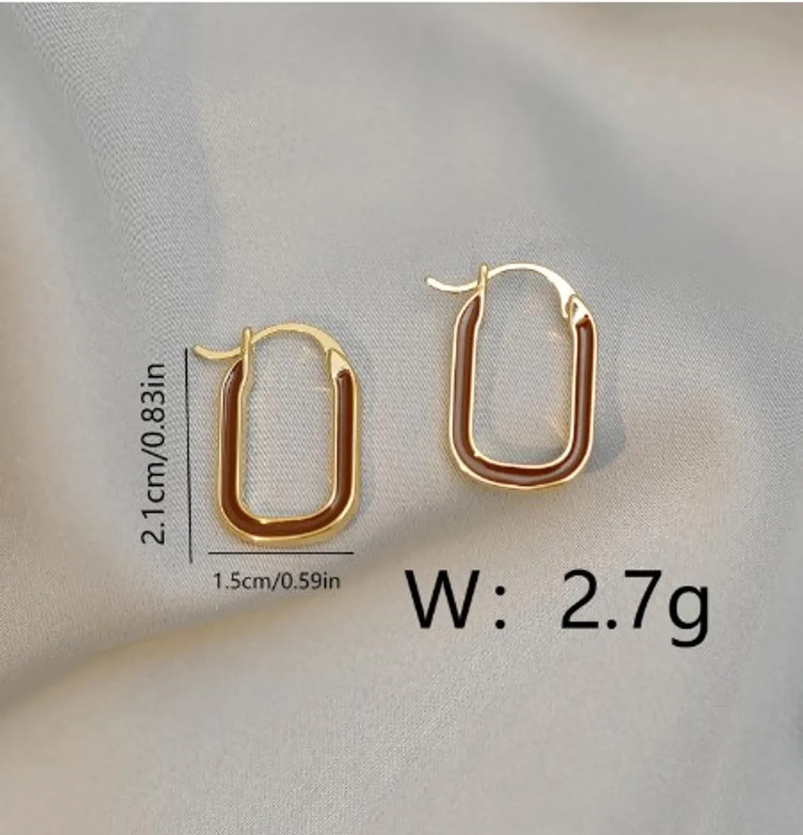 1 Pair Simple Style Oval Enamel Copper 18K Gold Plated Earrings