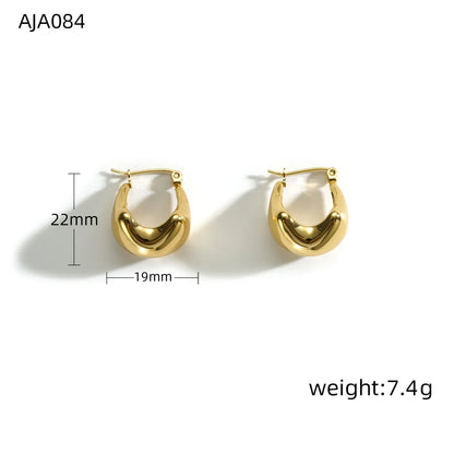 1 Pair Simple Style Oval Hollow Out 304 Stainless Steel 18K Gold Plated Earrings