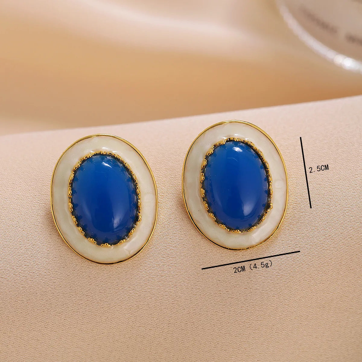 1 Pair Simple Style Oval Inlay Alloy Artificial Gemstones Ear Studs