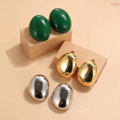 1 Pair Simple Style Oval Plating Copper Ear Studs