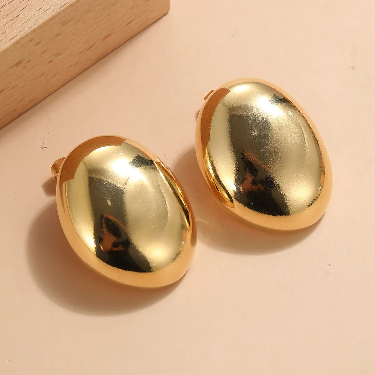 1 Pair Simple Style Oval Plating Copper Ear Studs