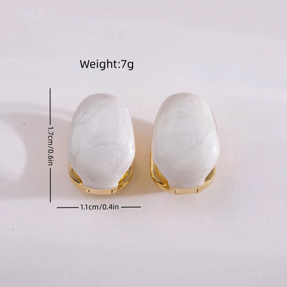 1 Pair Simple Style Oval Plating Copper Earrings