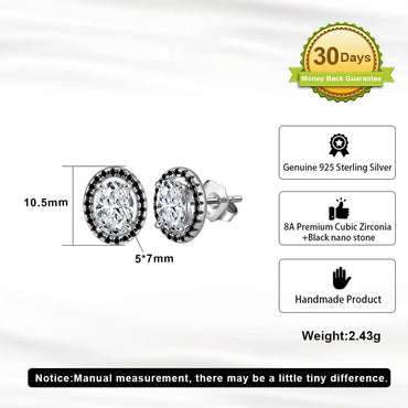 1 Pair Simple Style Oval Plating Inlay Sterling Silver Zircon Ear Studs