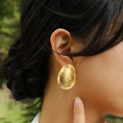 1 Pair Simple Style Oval Plating Metal Stainless Steel Gold Plated Ear Studs