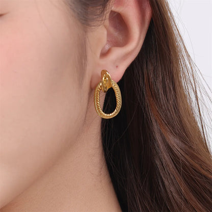 1 Pair Simple Style Oval Plating Stainless Steel 18k Gold Plated Ear Studs