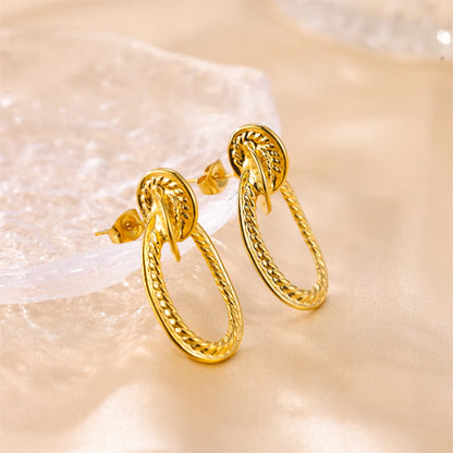 1 Pair Simple Style Oval Plating Stainless Steel 18k Gold Plated Ear Studs