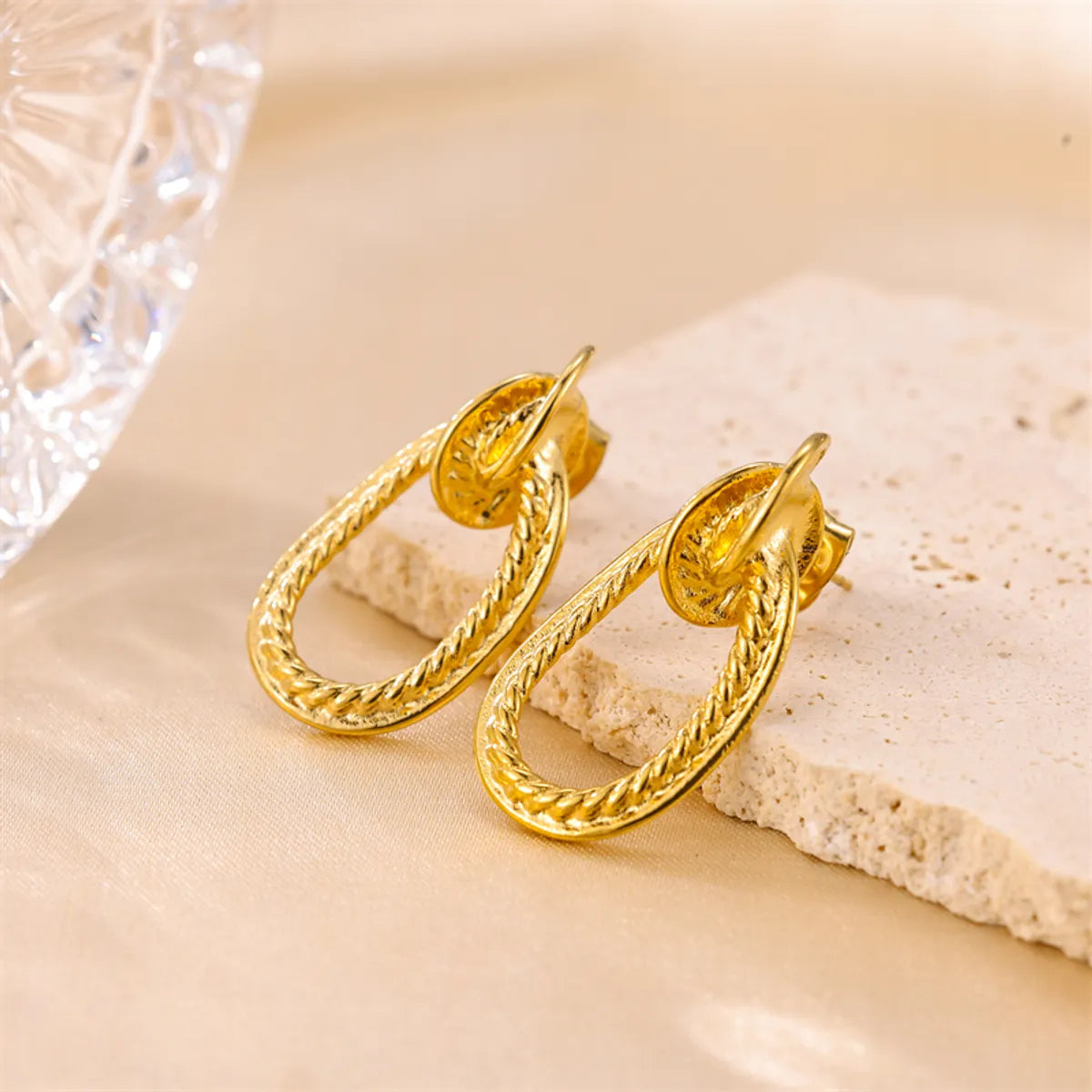 1 Pair Simple Style Oval Plating Stainless Steel 18k Gold Plated Ear Studs