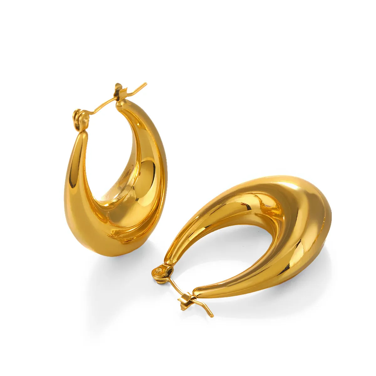 1 Pair Simple Style Oval Plating Stainless Steel 18k Gold Plated Earrings