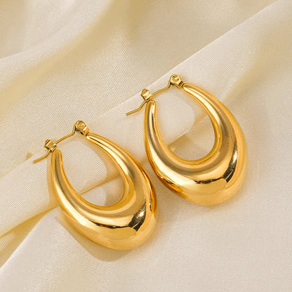 1 Pair Simple Style Oval Plating Stainless Steel 18k Gold Plated Earrings